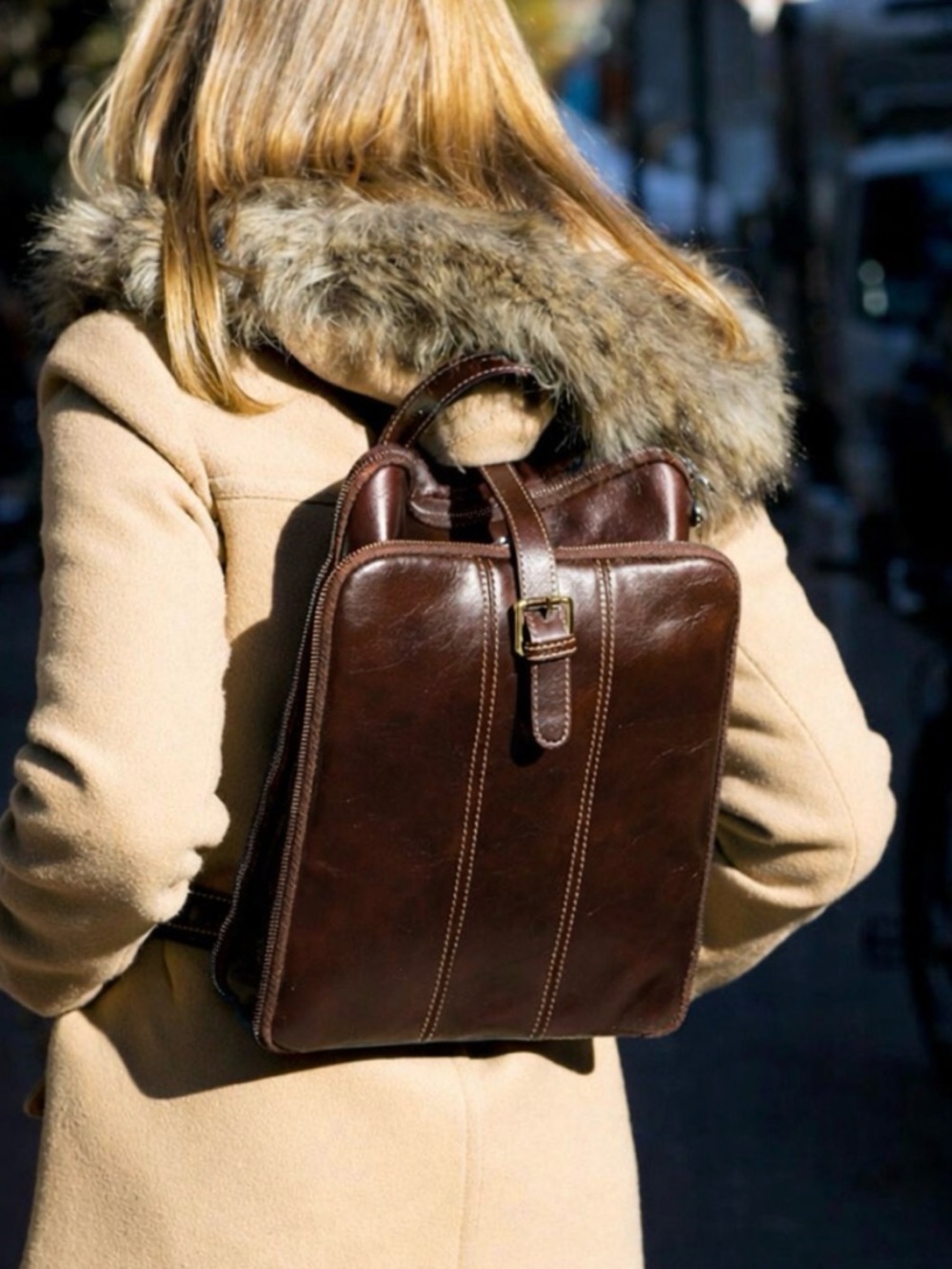 Floto Venezia Leather Backpack Brown Full Grain Italian Knapsack